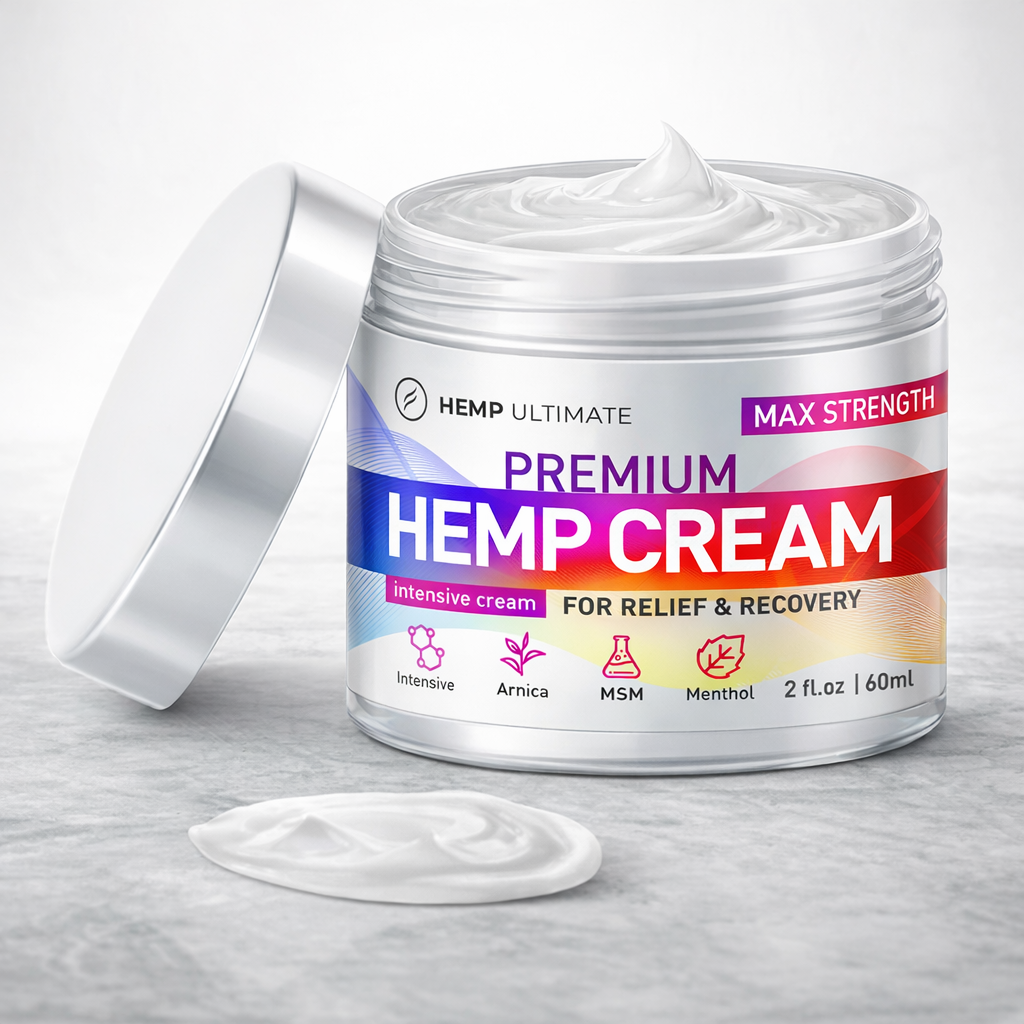 Hemp Ultimate cream on marble surface